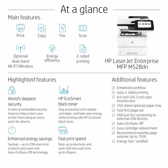 Fotografija izdelka Večfunkcijska laserska naprava HP LaserJet Enterprise MFP M528dn