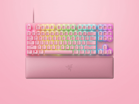 Fotografija izdelka Tipkovnica Razer Huntsman V2 Tenkeyless, linearna optična stikala, roza, US SLO g.