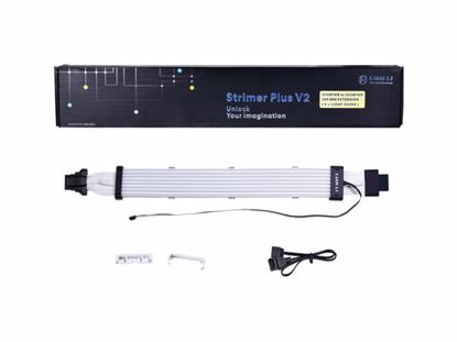 Fotografija izdelka Kabel Lian Li Strimer Plus V2 12VHPWR, 16 v 16-Pin, 8 LED, 320mm, RGB, za grafično kartico