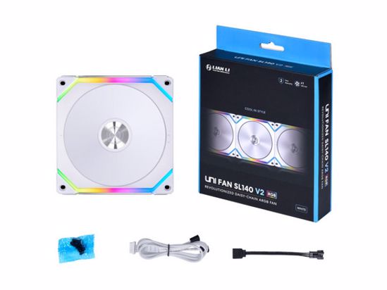 Fotografija izdelka Ventilator za ohišje Lian Li UNI FAN SL140 V2 RGB PWM 140mm, bel
