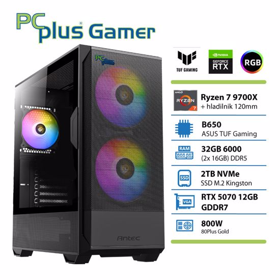 Fotografija izdelka PCPLUS Gamer Ryzen 7 9700X 32GB 2TB SSD RTX 5070 12GB gaming DOS