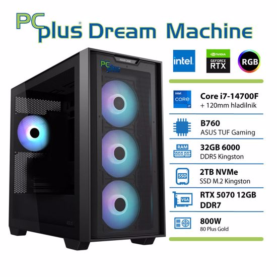 Fotografija izdelka PCPLUS Dream Machine Core i7-14700F 32GB 2TB RTX 5070 12GB gaming DOS