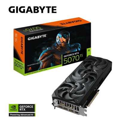 Fotografija izdelka Grafična kartica GIGABYTE GeForce RTX 5070 Ti WINDFORCE SFF 16G, 16GB GDDR7, PCI-E 5.0