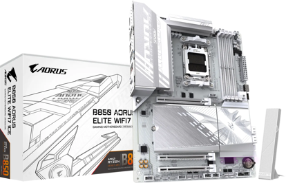 Fotografija izdelka GIGABYTE B850 AORUS ELITE WIFI7 ICE, DDR5, SATA3, USB3.2Gen2x2, DP, 2.5GbE, WiFi 7, AM5 ATX