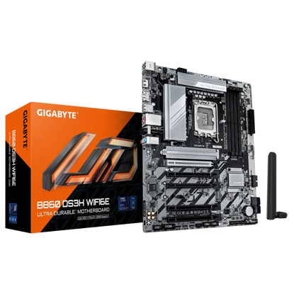 Fotografija izdelka GIGABYTE B860 DS3H WIFI6E, DDR5, SATA3, USB3.2Gen2x2, DP, WiFi 6E, LGA1851 ATX