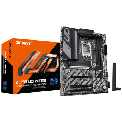 Fotografija izdelka GIGABYTE Z890 UD WIFI6E, DDR5, SATA3, USB4, DP, 2.5GbE, WIFI 6E, LGA1851 ATX