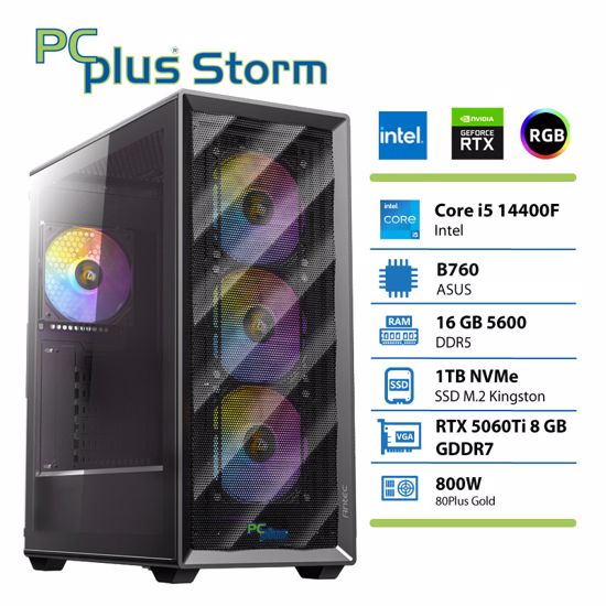 Fotografija izdelka PCPLUS Storm Core i5-14400F 16GB 1TB SSD RTX 5060Ti 8GB gaming DOS