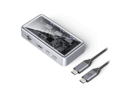 Fotografija izdelka Priključna postaja USB-C, 6 v 1, 3x USB 3.0, HDMI, RJ-45, PD 100W, ORICO TM10-6P