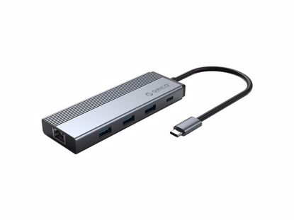 Fotografija izdelka Priključna postaja USB-C, 5 in 1, 3x USB 3.0, RJ45, USB-C PD 100W, ORICO