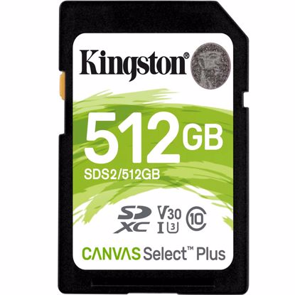 Fotografija izdelka KINGSTON Canvas Select Plus SD 512GB Class 10 UHS-I (SDS2/512GB) spominska kartica
