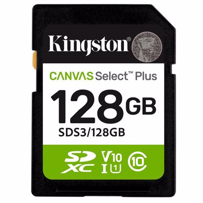 Fotografija izdelka KINGSTON Canvas Select Plus SD 128GB Class10 UHS-I (SDS3/128GB) spominska kartica