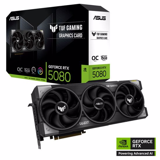 Fotografija izdelka ASUS TUF Gaming GeForce RTX 5080 16GB GDDR7 OC (TUF-RTX5080-O16G-GAMING) ARGB gaming grafična kartica