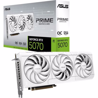 Fotografija izdelka ASUS Prime GeForce RTX 5070 OC 12GB GDDR7 (PRIME-RTX5070-O12G-WHITE) bela grafična kartica