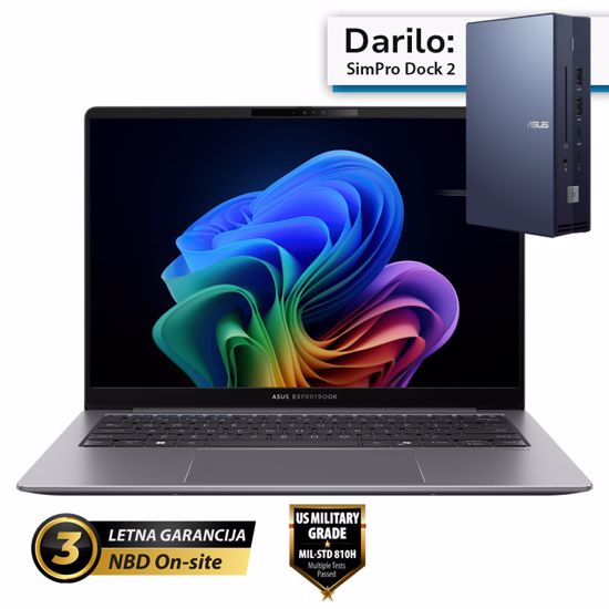 Fotografija izdelka ASUS ExpertBook P5 14" (35,56cm) WQXGA Core Ultra 5 226V 16GB 1TB Windows 11 Pro prenosni računalnik (P5405CSA-WB53D1X) + darilo: ASUS dock