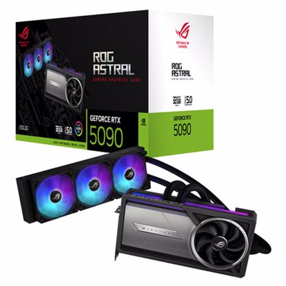 Fotografija izdelka ASUS ROG Astral LC Gaming GeForce RTX 5090 32GB GDDR7 vodno hlajenje ARGB grafična kartica