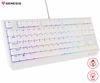 Fotografija izdelka GENESIS THOR 230 TKL gaming mehanska tipkovnica, žična, RGB LED osvetlitev, Hot-Swap tehnologija, Anti-Ghosting, Outemu Red stikala, spomin, programska oprema, Plug & Play, F1-F12, bela