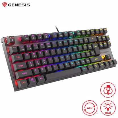 Fotografija izdelka GENESIS THOR 303 TKL gaming tipkovnica, mehanska, RGB LED osvetlitev, Anti-Ghosting, F1 - F12, aplikacija, črna