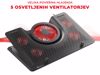 Fotografija izdelka GENESIS OXID 550, vrhunsko hladilno stojalo/podstavek za prenosnike do 17.3'', nastavljiv kot, LED osvetlitev, 5 tihih ventilatorjev