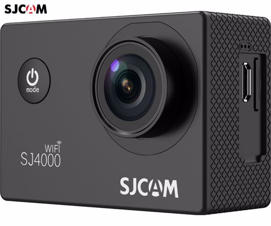 Fotografija izdelka SJCAM SJ4000 WIFI akcijska športna kamera, 4K Ultra HD, 2" zaslon, digitalna stabilizacija, polnilna baterija, 170° snemalni kot, WIFI, vodoodpornost, aplikacija, +dodatki, črna