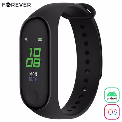 Fotografija izdelka FOREVER pametna zapestnica FITBAND SB-50, Bluetooth 5.0, aplikacija, vodoodporna IP65, črna