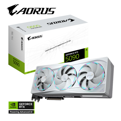 Fotografija izdelka Grafična kartica GIGABYTE AORUS GeForce RTX 5090 STEALTH ICE 32G, 32GB GDDR7, PCI-E 5.0