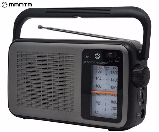 Fotografija izdelka MANTA MARDI919 SAN REMO radijski sprejemnik, FM / AM Radio, RETRO izgled, kompaktne dimenzije, električno ali baterijsko napajanje, 3.5mm minijack, USB Type-C, črn (Onyx Black)