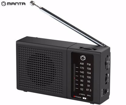 Fotografija izdelka MANTA MARDI120 COSTA radijski sprejemnik, FM / AM Radio, RETRO izgled, kompaktne dimenzije, električno ali baterijsko napajanje, 3.5mm minijack, USB Type-C, črn (Matte Black)