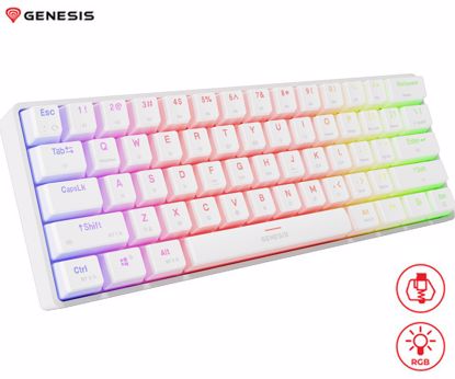 Fotografija izdelka GENESIS THOR 660 G2 gaming mehanska tipkovnica, žična / brezžična, USB 2.4GHz / BT 5.0 / USB-C, baterija, RGB LED, RapidSpeed, Gateron Brown stikala, spomin, programska oprema, Plug & Play, bela