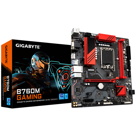 Fotografija izdelka GIGABYTE B760M GAMING, DDR5, SATA3, USB3.2Gen1, DP, 2.5GbE, LGA1700 mATX