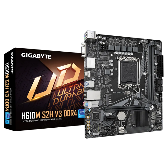 Fotografija izdelka GIGABYTE H610M S2H V3 DDR4, DDR4, SATA3, HDMI, USB3.2Gen1, LGA1700 mATX