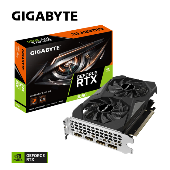 Fotografija izdelka Grafična kartica GIGABYTE GeForce RTX 3050 WINDFORCE OC 6G, 6GB GDDR6, PCI-E 4.0