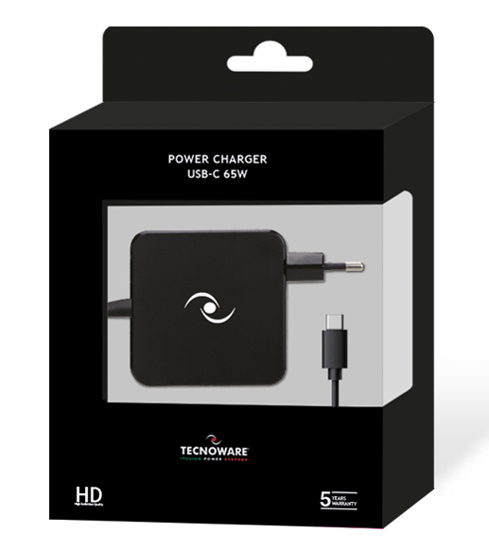 Fotografija izdelka Tecnoware univerzalni napajalnik USB-C 65W s "Power delivery" funkcijo