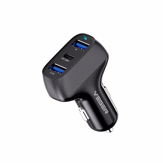 Fotografija izdelka VEGER avtopolnilec CC271 2xUSB-A, USB-C, 37W