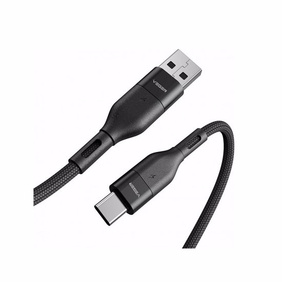 Fotografija izdelka VEGER AC03 pleteni kabel USB-A na USB-C, 1,2m, črn