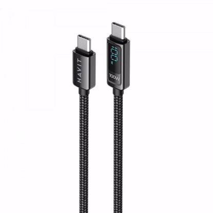 Fotografija izdelka HAVIT kabel za polnjenje USB-C na USB-C z LCD 100W, 2M