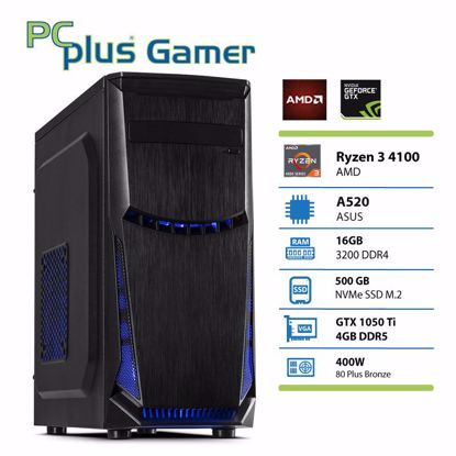 Fotografija izdelka PCPLUS Gamer Ryzen 3 4100 16GB 500GB NVMe SSD GTX 1050 Ti namizni gaming W11