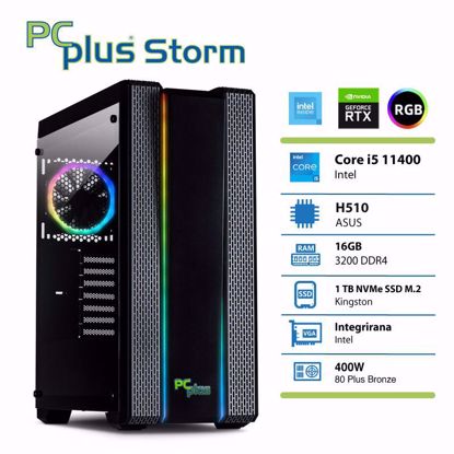 Fotografija izdelka PCPLUS Storm i5-11400 16GB 1TB NVMe SSD GeForce RTX 3050 DDR6 6GB RGB gaming W11PRO
