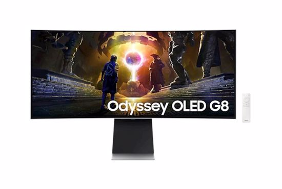 Fotografija izdelka Monitor Samsung Odyssey OLED G8 G85SD Ultra WQHD, 34", OLED, 21:9, 3440x1440, 175Hz, DP, HDMI, SMART