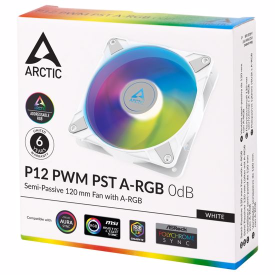 Fotografija izdelka ARCTIC P12 PWM PST A-RGB 120mm 4-pin ventilator, bel