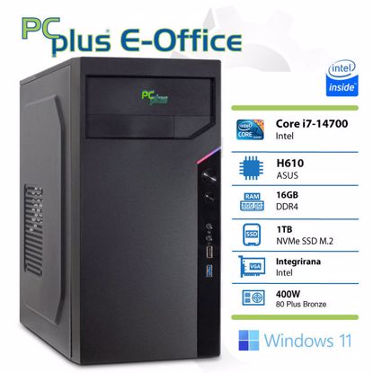 Fotografija izdelka PCPLUS e-Office i7-14700 16GB 1TB NVMe SSD Windows 11 Pro namizni računalnik