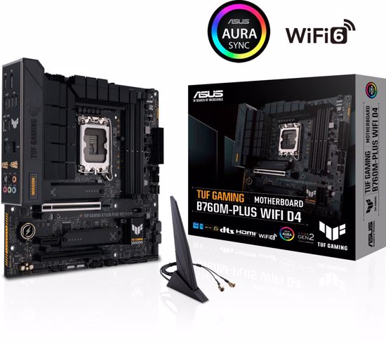 Fotografija izdelka ASUS TUF GAMING B760M-PLUS WIFI D4, DDR4, SATA3, USB3.2Gen2x2, DP, LGA1700 mATX