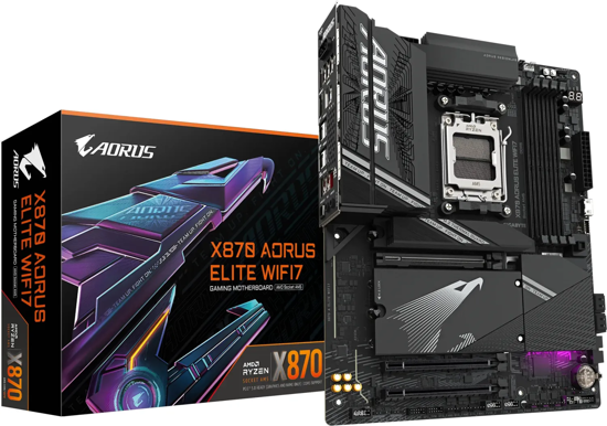 Fotografija izdelka GIGABYTE X870 AORUS ELITE WIFI7, DDR5, SATA3, USB4, DP, 2.5GbE, WiFi 7, AM5 ATX