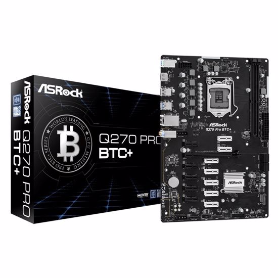 Fotografija izdelka ASROCK Q270 PRO BTC+ DDR4 32GB S1151 ATX PCIe (90-MXBHM0-A0UAYZ) mining osnovna plošča