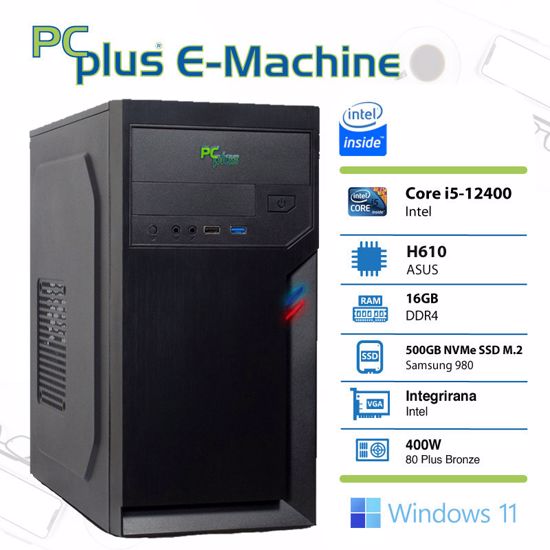 Fotografija izdelka PCPLUS E-machine i5-12400 16GB 500GB NVMe SSD Windows 11 Home