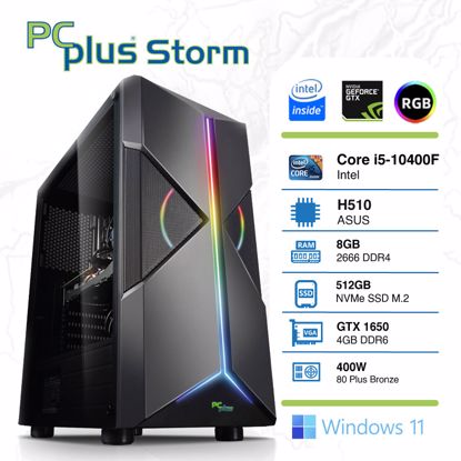 Fotografija izdelka PCPLUS Storm i5-10400F 8GB 512GB NVMe SSD GeForce GTX 1650 4GB GDDR6 Windows 11 RGB gaming