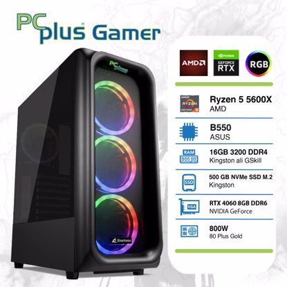 Fotografija izdelka PCPLUS Gamer R5-5600X 32GB 500GB NVMe SSD RTX 4060 8GB OC DDR6 RGB gaming DOS