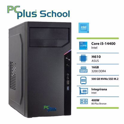 Fotografija izdelka PCPLUS School i5-14400 16GB 500GB NVMe SSD Windows 11 PRO EDU namizni računalnik