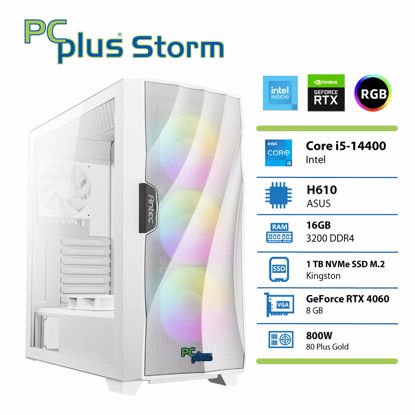 Fotografija izdelka PCPLUS Storm i5-14400F 16GB 1TB NVMe SSD GeForce RTX 4060 DDR6 8GB RGB gaming DOS