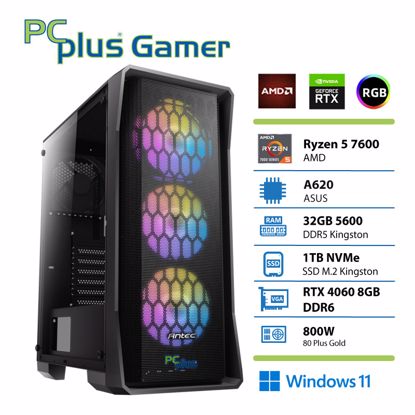 Fotografija izdelka PCPLUS Gamer Ryzen 5 7600 32GB 1TB NVMe SSD RTX 4060 8GB Windows 11 Home gaming namizni računalnik