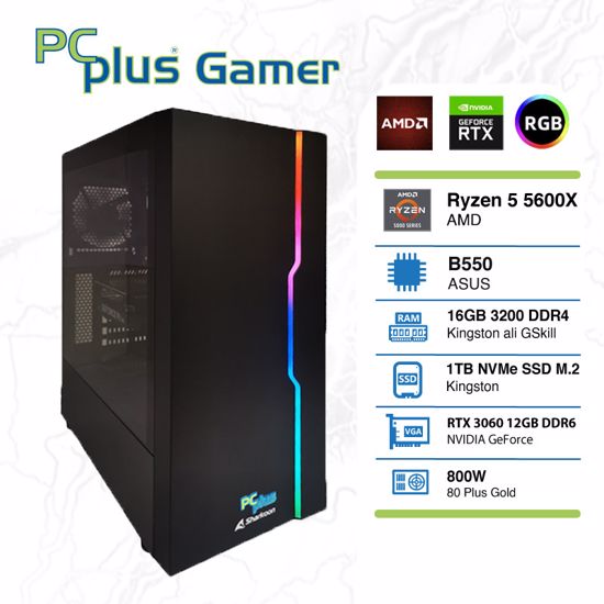 Fotografija izdelka PCPLUS Gamer Ryzen 5 5600X 16GB 1TB M.2 NVMe SSD GeForce RTX3060 Dual OC 12GB gaming namizni računalnik